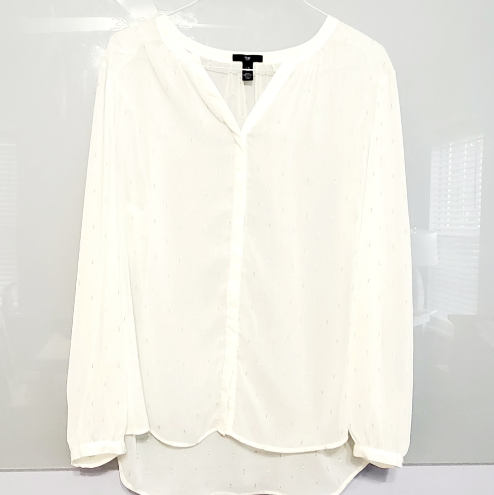 Gap White Semi-Sheer Blouse Size XL